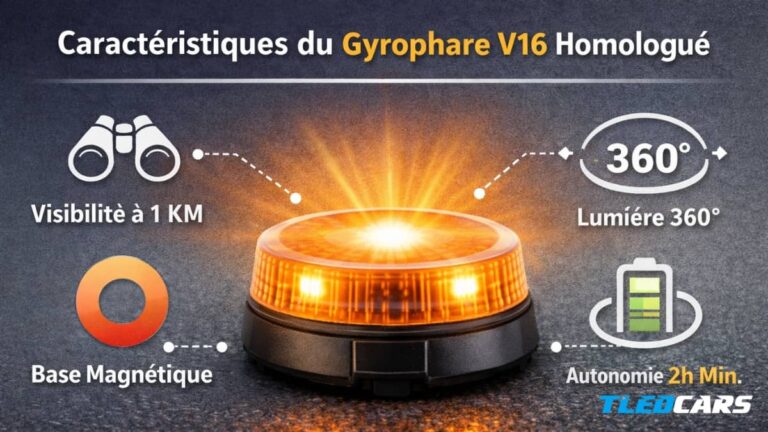 LEDONE Eco Gyrophare V16 Homologué DGT Connecté Géolocalisation - Balise V16 Espagne Magnétique